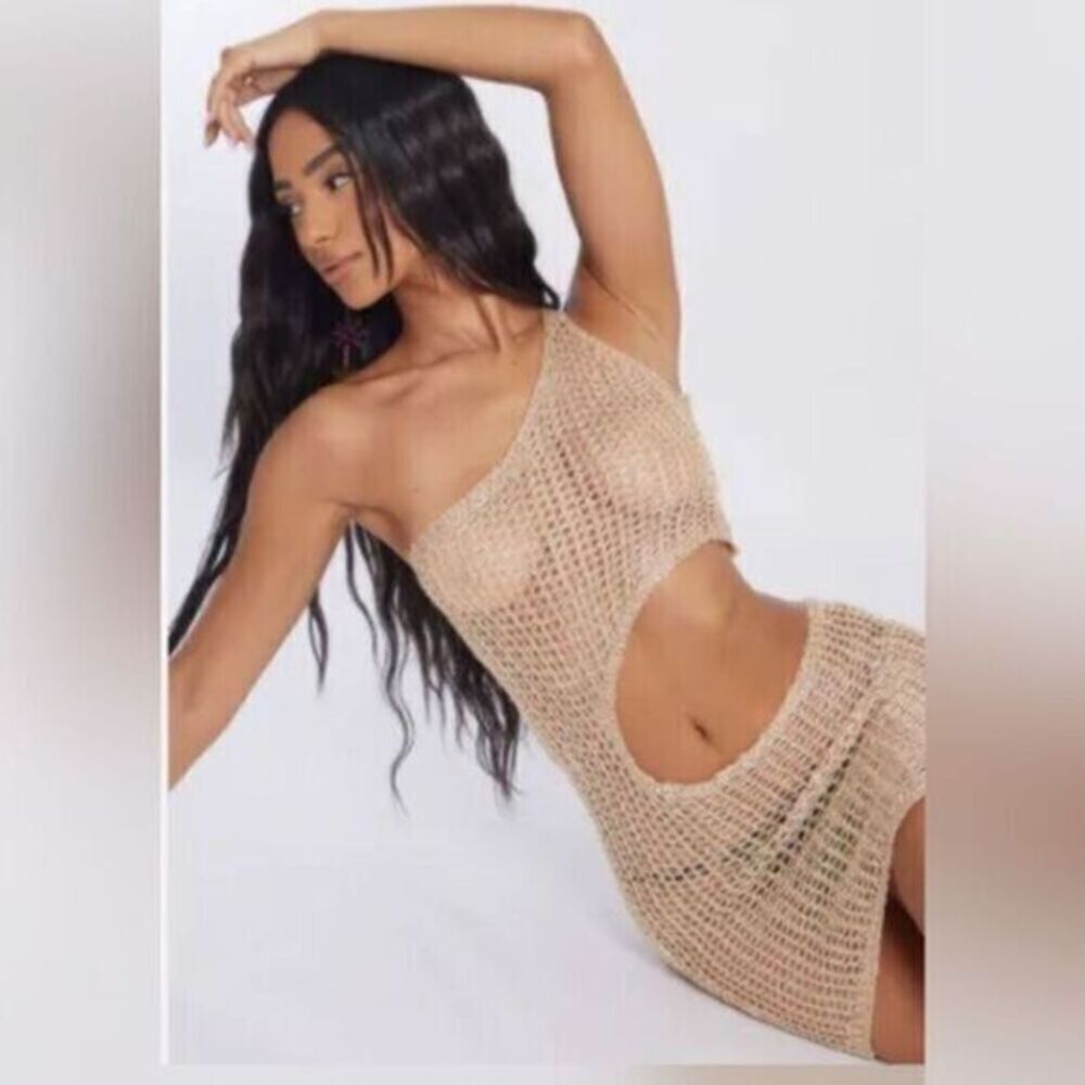 NWT Women’s Beach Dress Swimsuit Cover Up One Shoulder Open Mid Drift - Size 0
